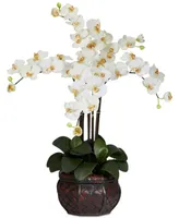 Nearly Natural Phalaenopsis Orchid Artificial Flower Arrangement in Decorative Vase