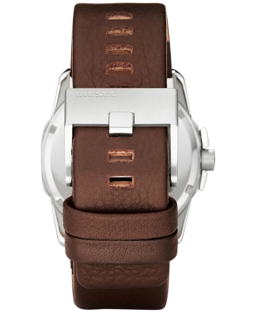 Diesel Men's Master Chief Dark Brown Leather Strap Watch 45x51mm