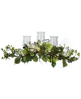 Nearly Natural Hydrangea Triple Candelabrum Artificial Centerpiece