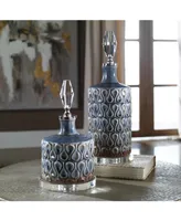 Uttermost Varuna Set of 2 Cobalt Blue Bottles