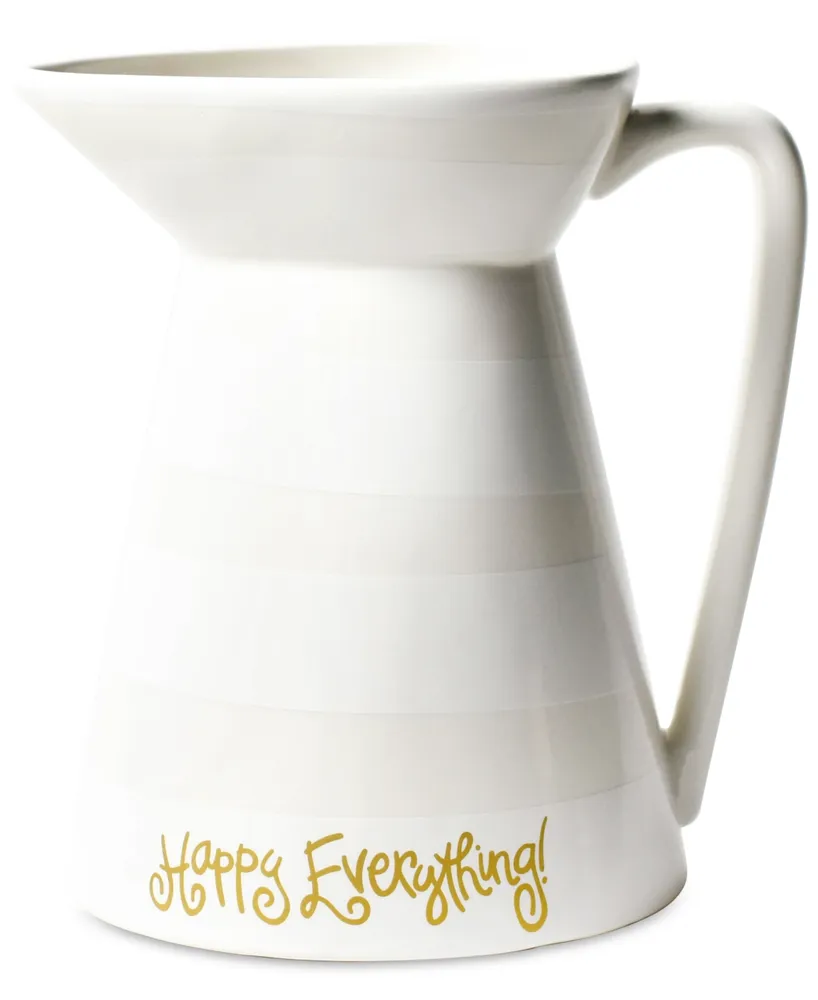 Happy Everything White StripeFlare Pitcher