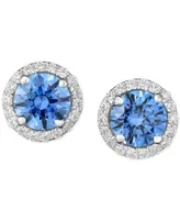 Cubic Zirconia Halo Stud Earrings Sterling Silver