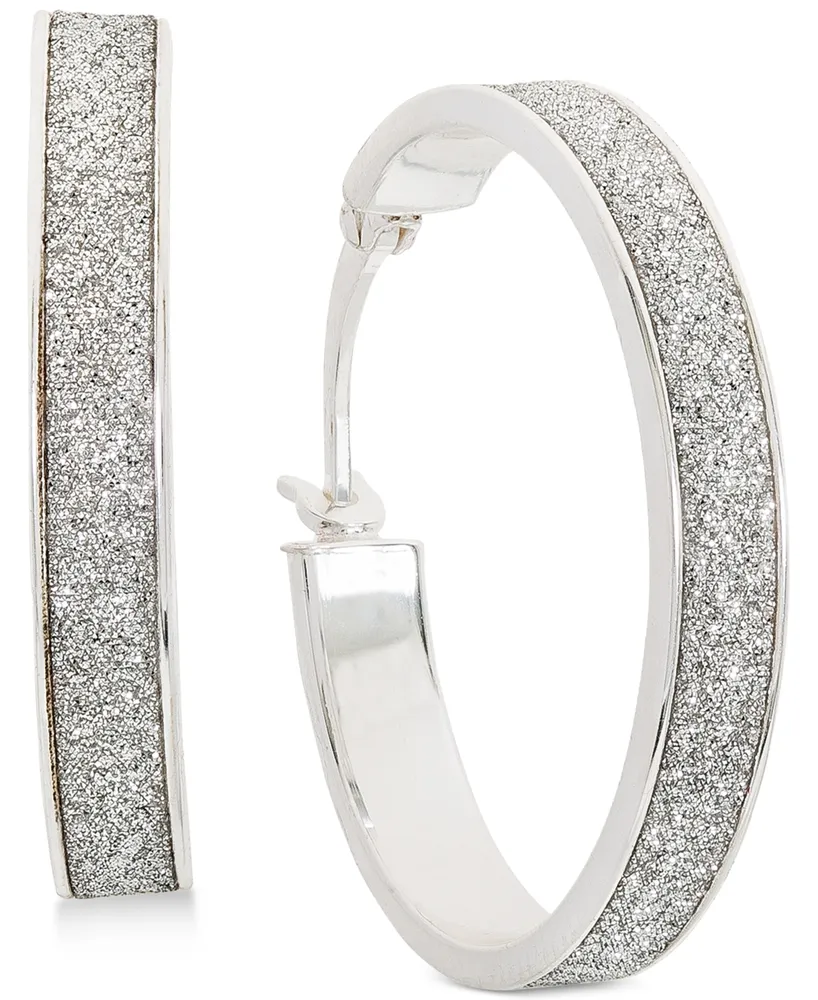 Giani Bernini Glitter Hoop Earrings in Sterling Silver, Created for Macy's