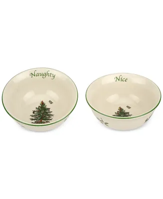 Spode Christmas Tree Naughty and Nice Dip Bowl Set