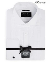 Michelsons Of London Stretch Pleated Bib French Cuff Tuxedo Shirt Regular Slim Fit