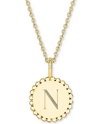 Initial Medallion Pendant Necklace in 14k Gold-Plated Sterling Silver, 18"