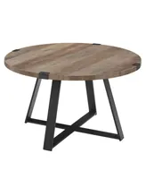 30" Metal Wrap Round Coffee Table - Grey Wash/Black