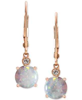 Lab-Grown Opal (1-1/2 ct. t.w.) & White Sapphire Accent Drop Earrings in 14k Rose Gold-Plated Sterling Silver