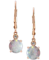 Lab-Grown Opal (1-1/2 ct. t.w.) & White Sapphire Accent Drop Earrings in 14k Rose Gold-Plated Sterling Silver