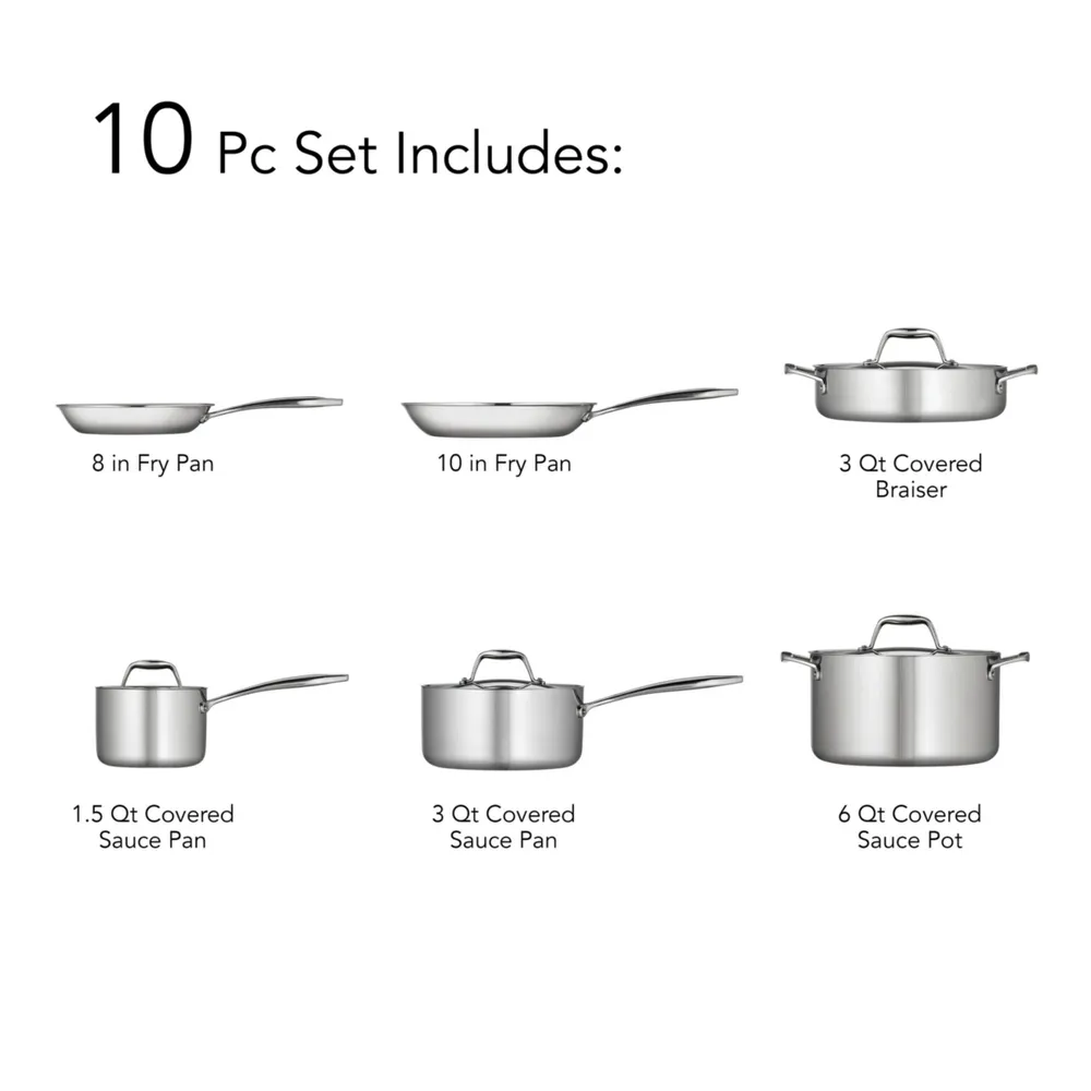 Tramontina Gourmet Tri-Ply Clad Pc Cookware Set