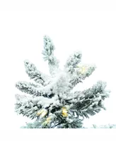 Vickerman 7.5' Flocked Utica Fir Slim Artificial Christmas Tree with 400 Warm White Led Lights