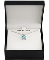 Blue Topaz (3-5/8 ct. t.w.) & White Topaz Accent 18" Pendant Necklace in Sterling Silver