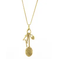 2028 Gold-Tone Key, Heart and Oval Filigree Locket Charm Necklace 26