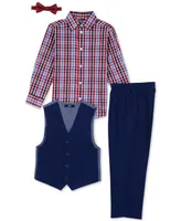Nautica Toddler Boys 4-Pc. Check-Print Shirt, Vest, Pants & Bowtie Set