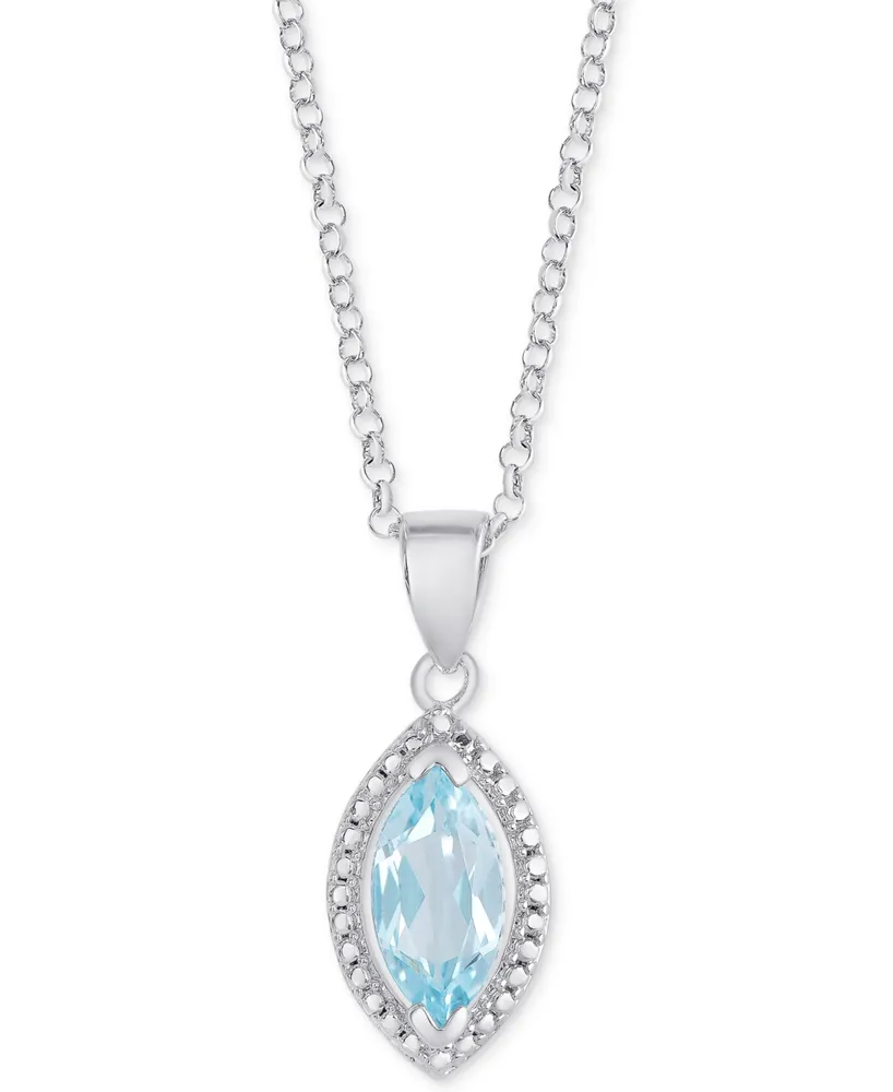 Blue Topaz Marquise 18" Pendant Necklace (1-1/5 ct. t.w.) in Sterling Silver