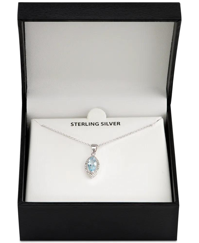 Blue Topaz Marquise 18" Pendant Necklace (1-1/5 ct. t.w.) in Sterling Silver