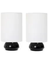 Simple Designs Gemini Colors 2 Pack Mini Touch Table Lamp Set with Fabric Shades