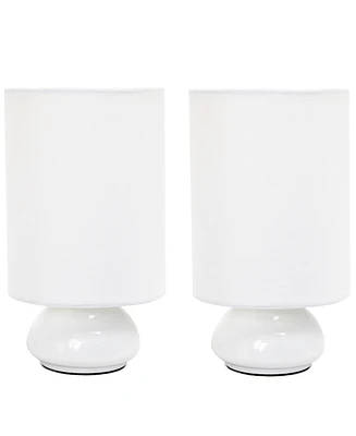 Simple Designs Gemini Colors 2 Pack Mini Touch Table Lamp Set with Fabric Shades