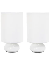 Simple Designs Gemini Colors 2 Pack Mini Touch Table Lamp Set with Fabric Shades