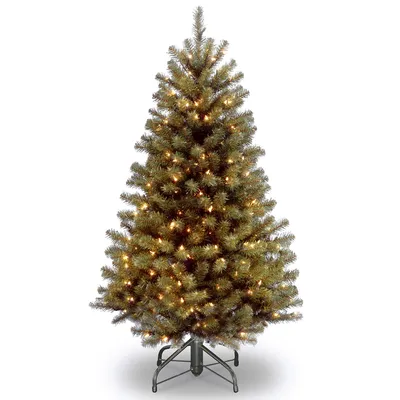 National Tree 4.5' North Valley Spruce Hinged Tree with 200 Clear Lights