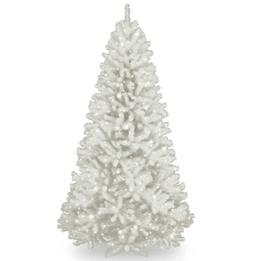 National Tree 9' North Valley White Spruce Tree with Glitter and 750 Clear Lights