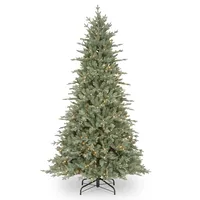 National Tree 7.5' Feel Real Buckingham Blue Spruce Hinged Tree with 650 Clear Lights