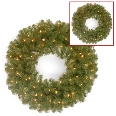 National Tree 24" North Valley Spruce Wreath with 50 Battery Operated Dual Led Lights