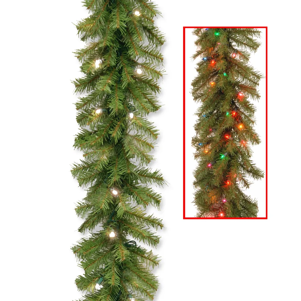 National Tree Company 9' x 10" Norwood Fir Garland with 50 Battery Operated Dual Led Lights