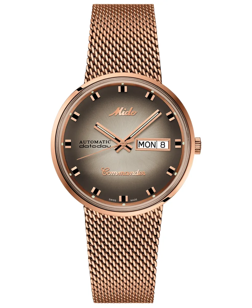 Mido Men's Swiss Automatic Commander Classic Rose Gold-Tone Pvd Stainless Steel Bracelet Watch 37mm - A Special Edition