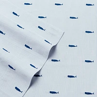 Nautica Whale Stripe Cotton Percale -Piece Sheet Set
