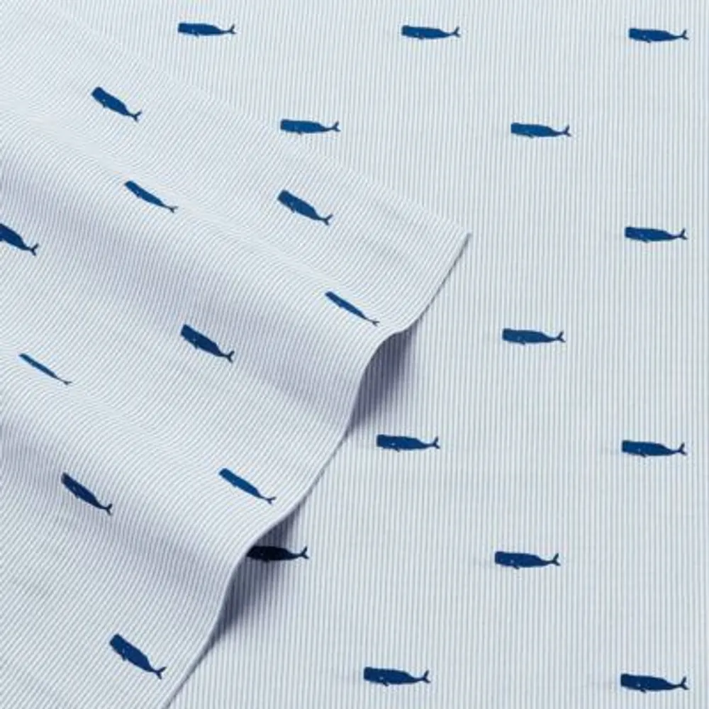Nautica Whale Stripe Cotton Percale Sheet Sets
