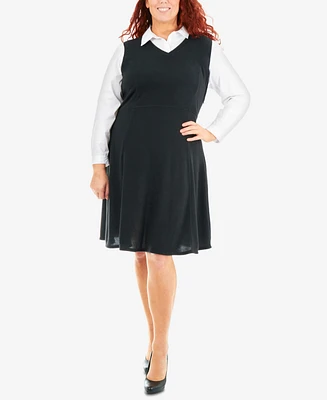 Ny Collection Plus Fit & Flare Blouse Dress