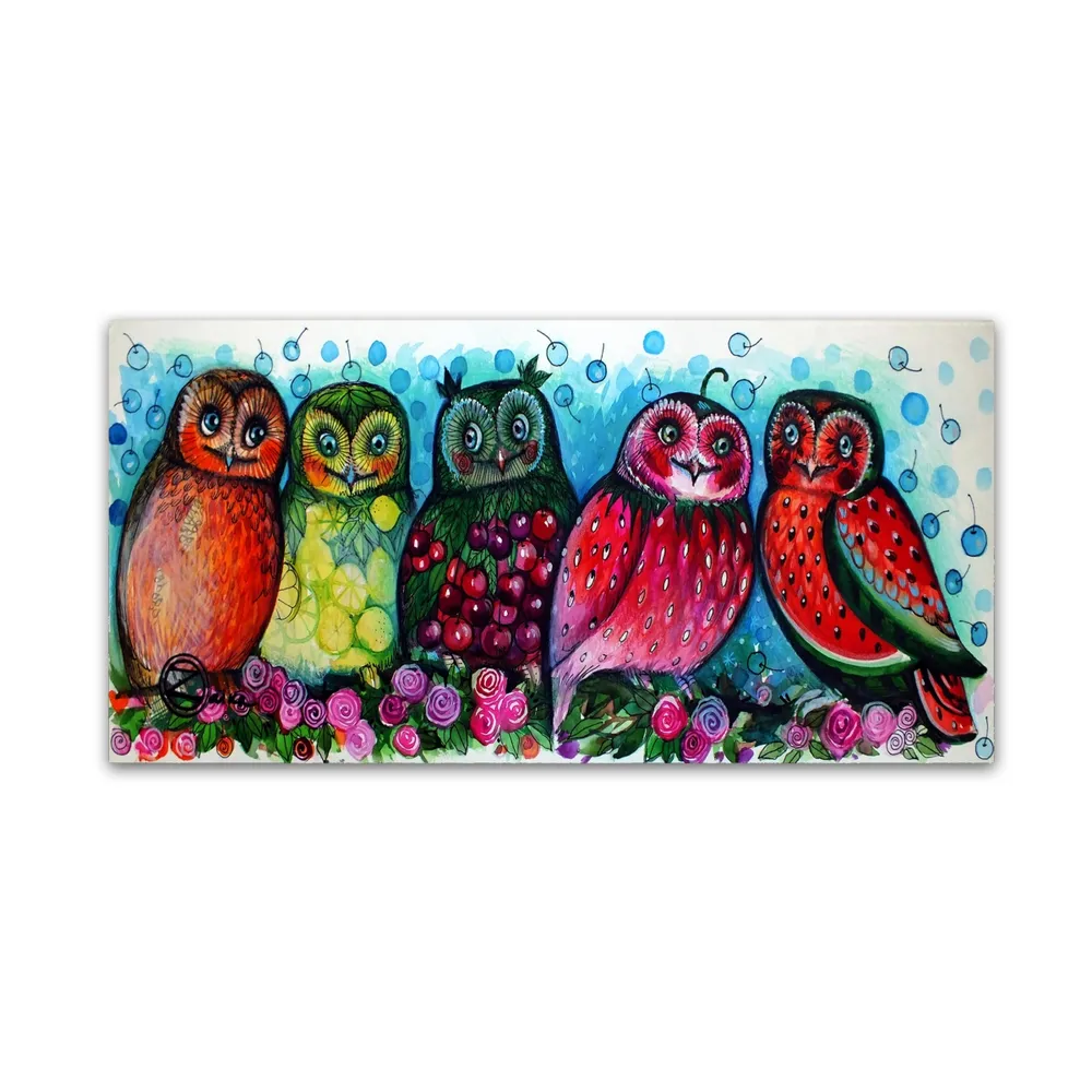 Oxana Ziaka '5 Owls' Canvas Art - 10" x 19" x 2"