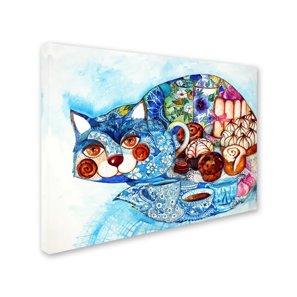 Oxana Ziaka 'Lunch Cat' Canvas Art - 19" x 14" x 2"
