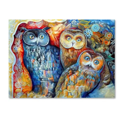 Oxana Ziaka 'Owls' Canvas Art - 32" x 24" x 2"