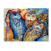 Oxana Ziaka 'Owls' Canvas Art - 32" x 24" x 2"