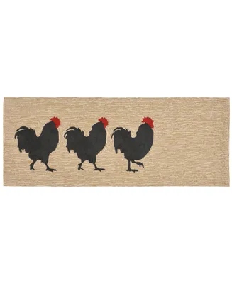 Liora Manne Front Porch Indoor/Outdoor Roosters Neutral 2' x 5' Runner Area Rug