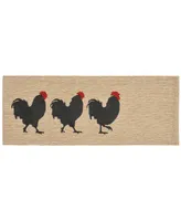 Liora Manne Front Porch Indoor/Outdoor Roosters Neutral 2' x 5' Runner Area Rug