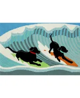 Liora Manne Front Porch Indoor Outdoor Surfing Dogs Ocean Area Rug