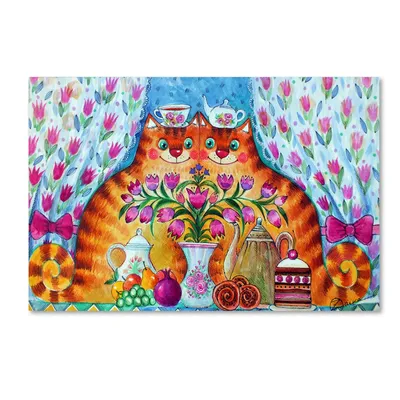 Oxana Ziaka 'Tea Cats' Canvas Art - 24" x 16" x 2"
