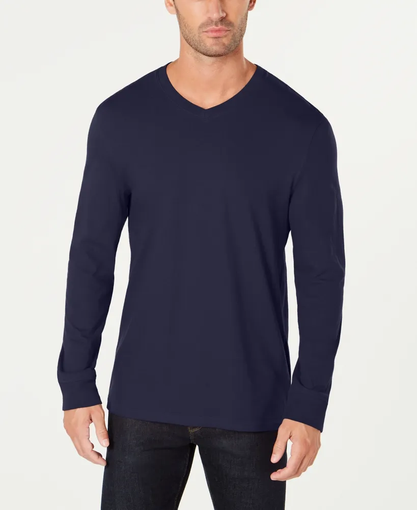 Club Room Men's V-Neck Long Sleeve T-Shirt, Created for Macy's