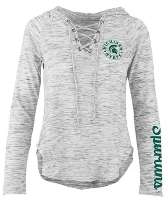 Pressbox Women's Michigan State Spartans Spacedye Lace Up Long Sleeve T-Shirt
