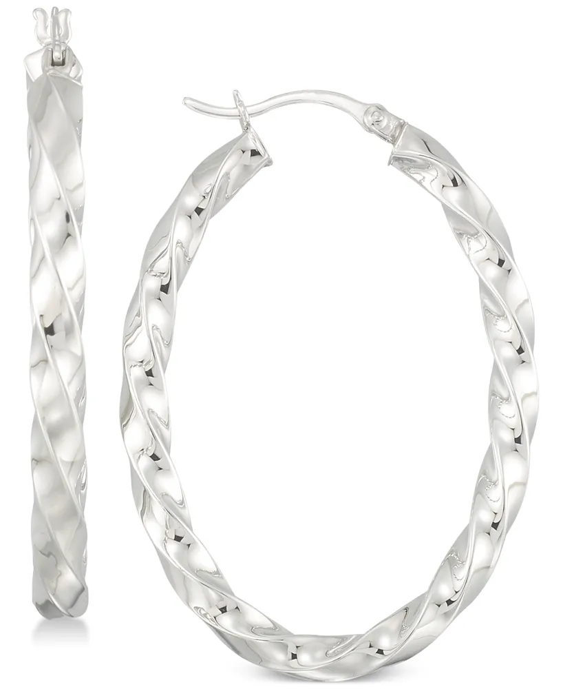 Simone I. Smith Textured Hoop Earrings in Sterling Silver