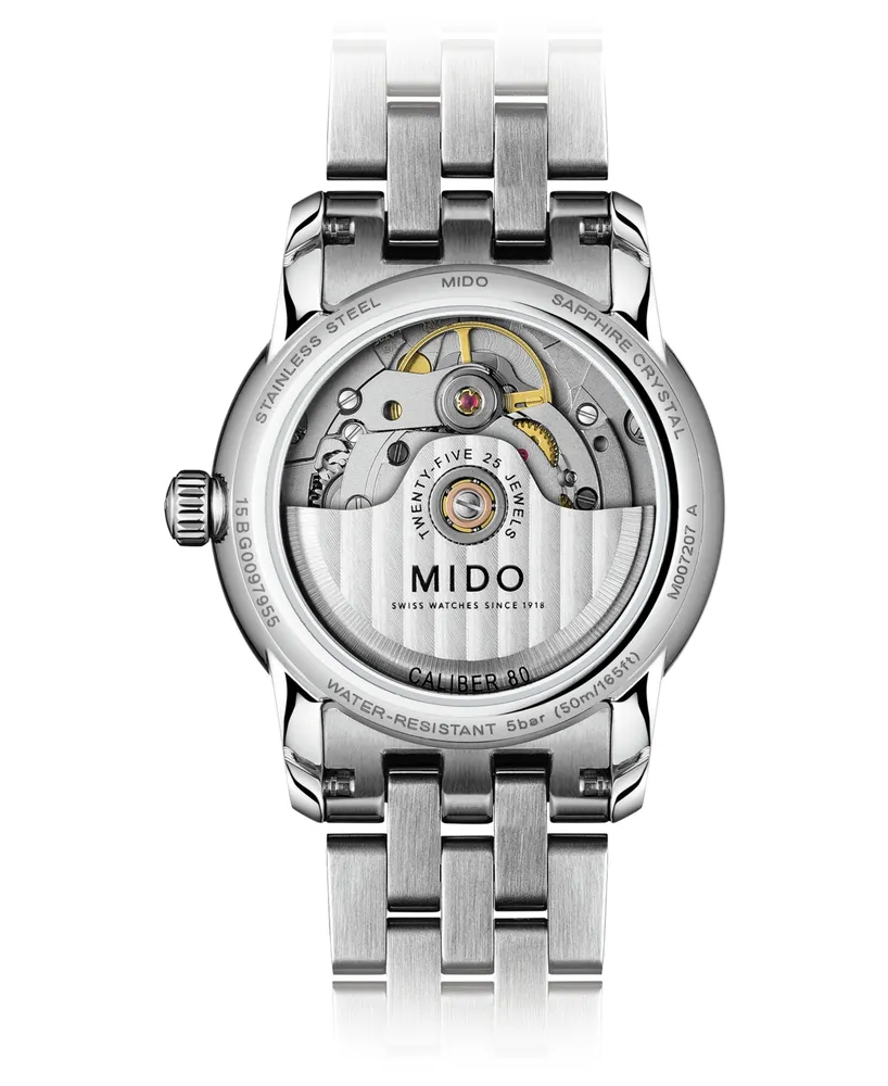 Mido Women's Swiss Automatic Baroncelli Diamond (1/10 ct. t.w.) Stainless Steel Bracelet Watch 33mm