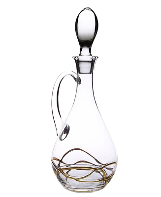 Classic Touch Vivid Wine Decanter With Handle- 14K Gold Swirl Design