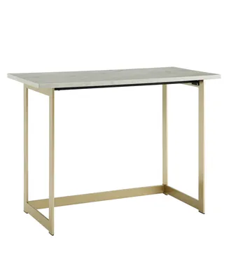 42 inch Faux Marble Desk with White Top and Gold Base
