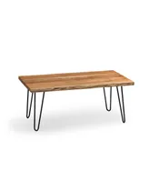 Alaterre Furniture Hairpin Natural Live Edge Wood with Metal 48" Large Coffee Table