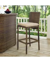 Bradenton Outdoor Wicker Bar Height Stools (Set Of 2) With Cushions