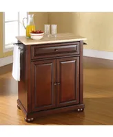 Alexandria Natural Wood Top Portable Kitchen Island