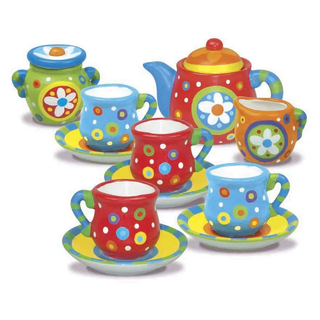 Geoffrey's Toy Box Diy Tea Party Paint-Your-Own 21 Pieces Tea Set